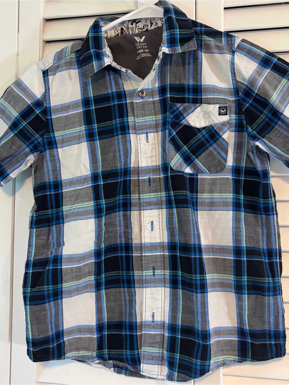 Shaun White Blue & Black Plaid Short-Sleeve Button-Down Shirt